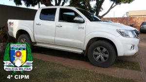 Veículo recuperado com a PM com o acusado